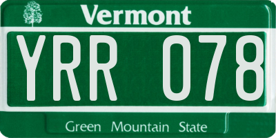 VT license plate YRR078