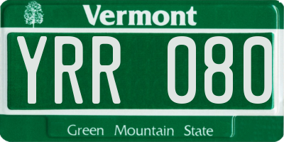 VT license plate YRR080