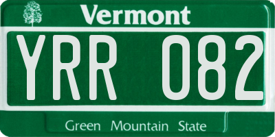 VT license plate YRR082