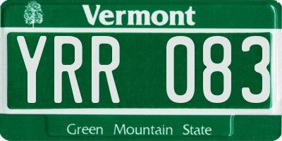 VT license plate YRR083