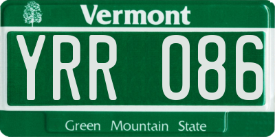 VT license plate YRR086