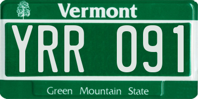 VT license plate YRR091