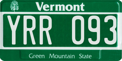 VT license plate YRR093