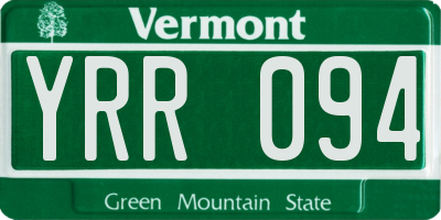 VT license plate YRR094