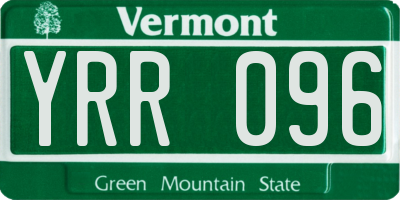 VT license plate YRR096