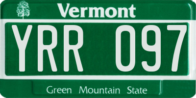VT license plate YRR097