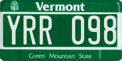 VT license plate YRR098