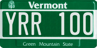 VT license plate YRR100