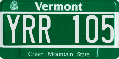 VT license plate YRR105