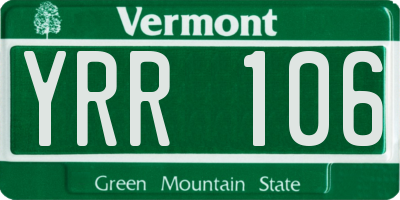 VT license plate YRR106