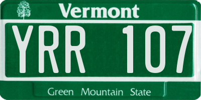 VT license plate YRR107