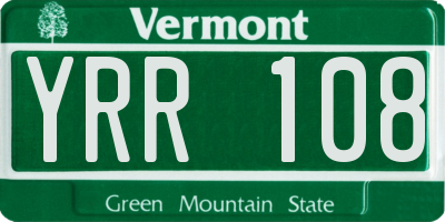 VT license plate YRR108