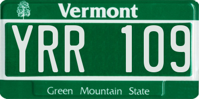 VT license plate YRR109
