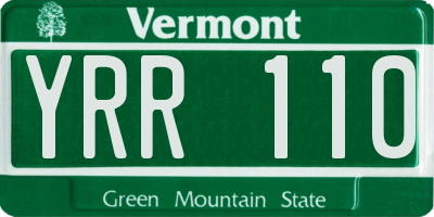 VT license plate YRR110