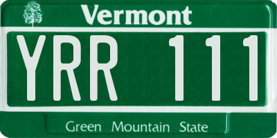 VT license plate YRR111