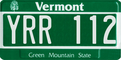 VT license plate YRR112