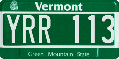 VT license plate YRR113