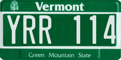 VT license plate YRR114