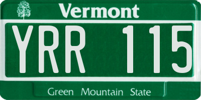 VT license plate YRR115