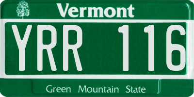 VT license plate YRR116