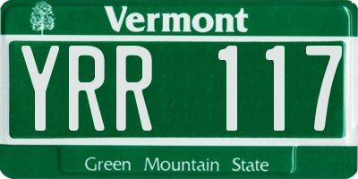 VT license plate YRR117