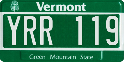 VT license plate YRR119