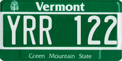 VT license plate YRR122