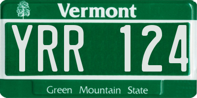 VT license plate YRR124
