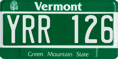 VT license plate YRR126