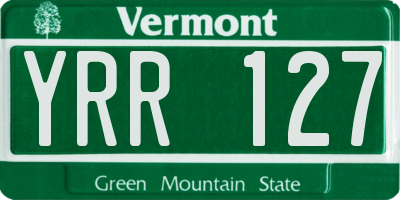 VT license plate YRR127