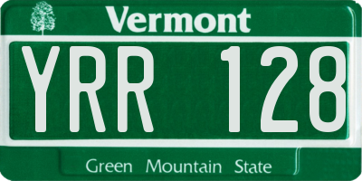 VT license plate YRR128