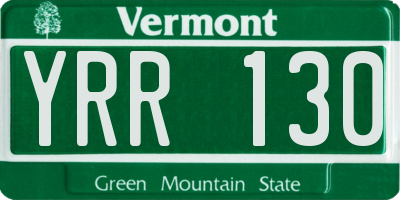 VT license plate YRR130