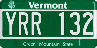 VT license plate YRR132