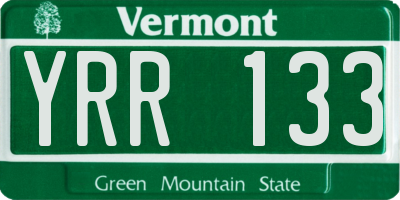 VT license plate YRR133