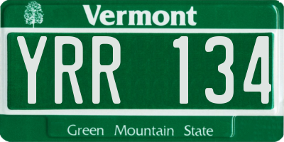 VT license plate YRR134