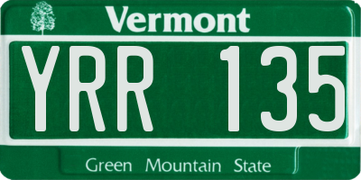 VT license plate YRR135