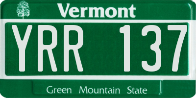 VT license plate YRR137