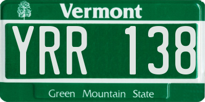 VT license plate YRR138