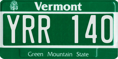 VT license plate YRR140