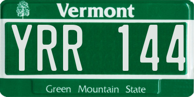 VT license plate YRR144