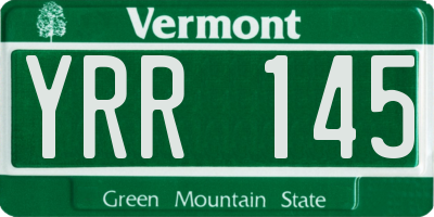 VT license plate YRR145