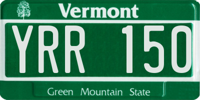 VT license plate YRR150
