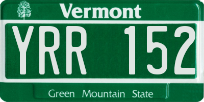 VT license plate YRR152