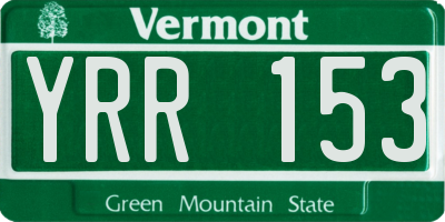VT license plate YRR153