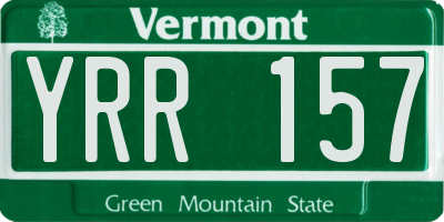 VT license plate YRR157