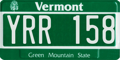 VT license plate YRR158