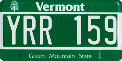 VT license plate YRR159