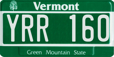 VT license plate YRR160