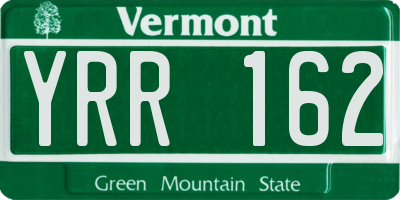 VT license plate YRR162