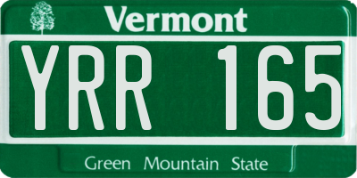 VT license plate YRR165